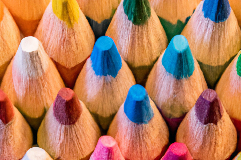 Buntstifte mit unterschiedlichen Spitzenfarben für einfachste Zeichnungen